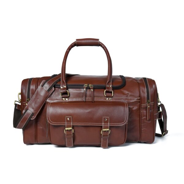 Traveler Leather Weekender Duffle Bag