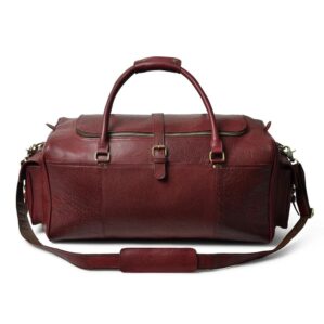 Roberto Roasted Cherry Leather Overnight Duffel Bag
