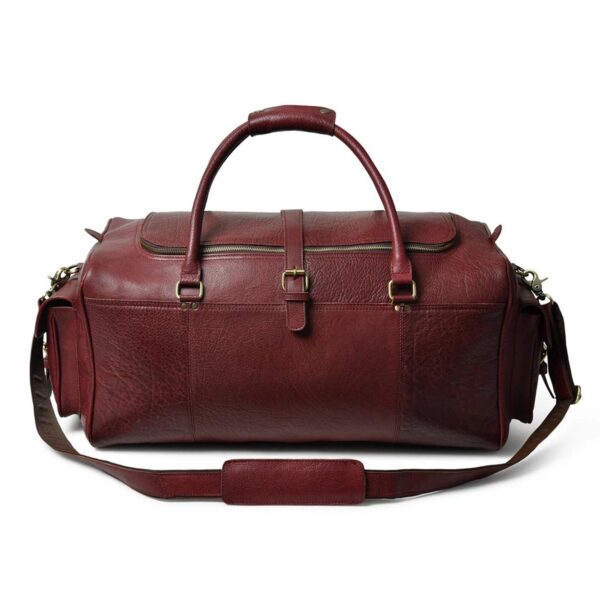Roberto Roasted Cherry Leather Overnight Duffel Bag