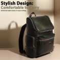Crocodile Texture Leather Laptop Backpack - Dark Green