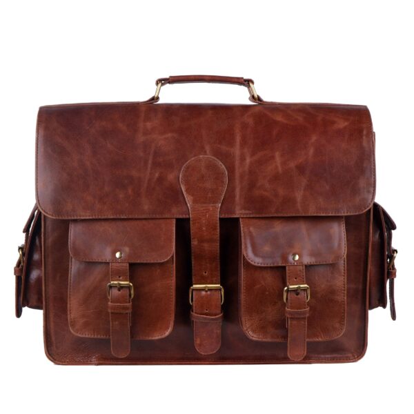 Men's Distressed Leather Messenger Bag