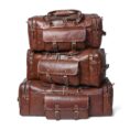 Traveler Leather Weekender Duffle Bag