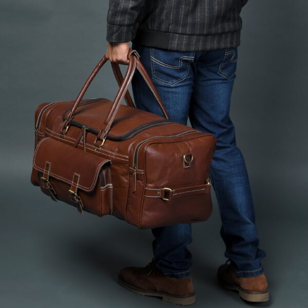 Traveler Leather Weekender Duffle Bag