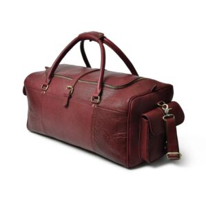 Roberto Roasted Cherry Leather Overnight Duffel Bag