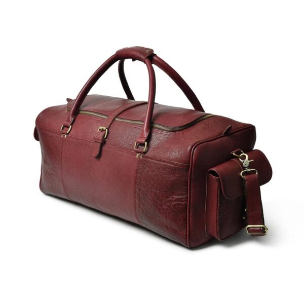 Roberto Roasted Cherry Leather Overnight Duffel Bag