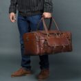 Traveler Leather Weekender Duffle Bag