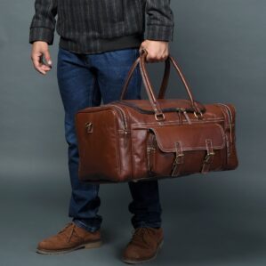 Traveler Leather Weekender Duffle Bag