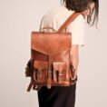 Vintage Leather Backpack Rucksack