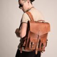 Vintage Leather Backpack Rucksack