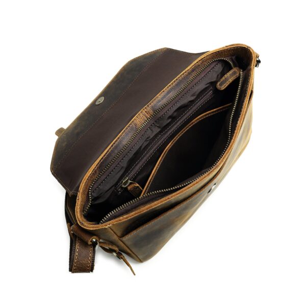 Compact Horizontal Leather Messenger Bag - 11 Inch