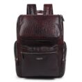 Regal Crocodile Texture Leather Laptop Backpack - Red