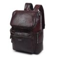 Regal Crocodile Texture Leather Laptop Backpack - Red