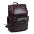 Regal Crocodile Texture Leather Laptop Backpack - Red