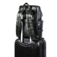 Crocodile Texture Leather Laptop Backpack - Dark Green