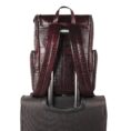 Regal Crocodile Texture Leather Laptop Backpack - Red