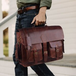 Men's Distressed Leather Messenger Bag