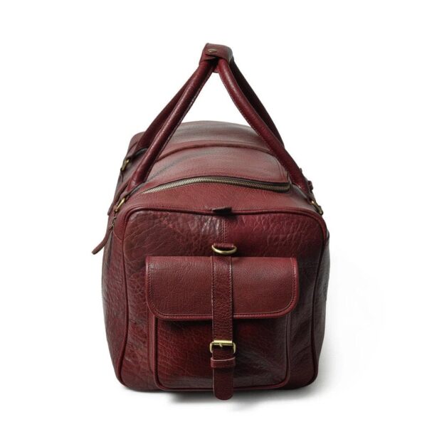 Roberto Roasted Cherry Leather Overnight Duffel Bag