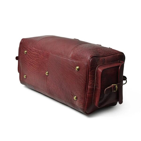 Roberto Roasted Cherry Leather Overnight Duffel Bag